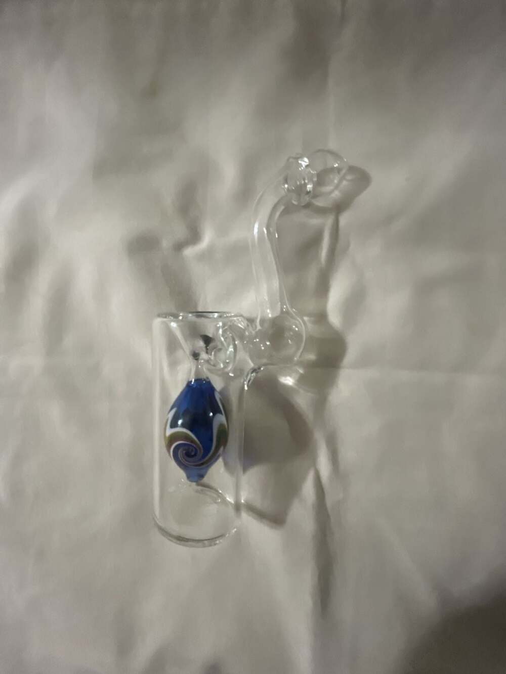 Hand Blown Glass Bubbler with Inside Swirl Design and Carb